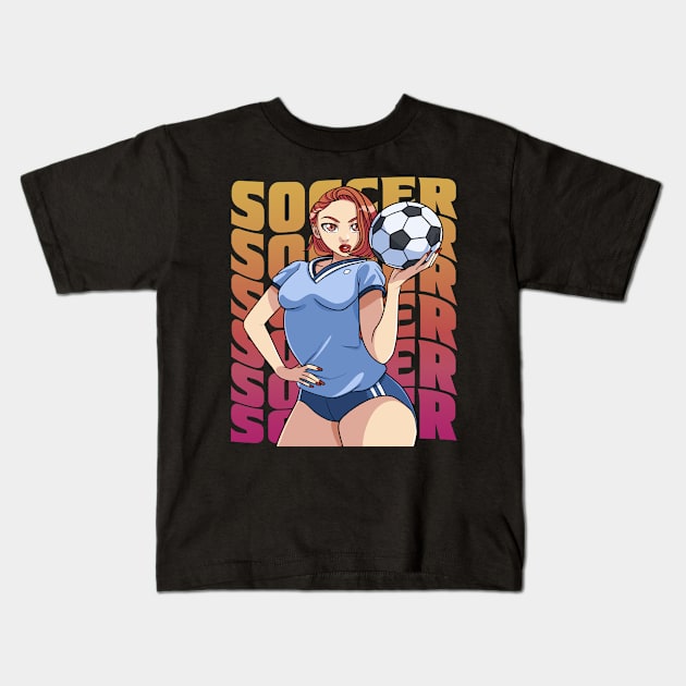 Female Soccer Player Boys Girls Goalkeeper Futbol Lover Gift Kids T-Shirt by Noseking